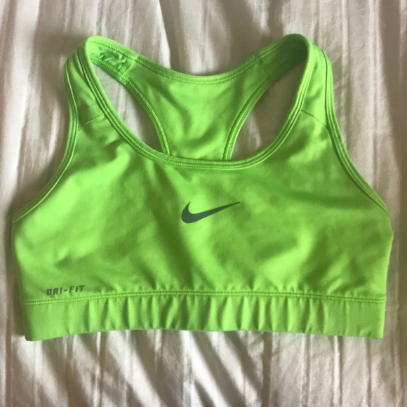 Nike Pro Dri-Fit Lime Green Sports Bra - Picture 1 of 2